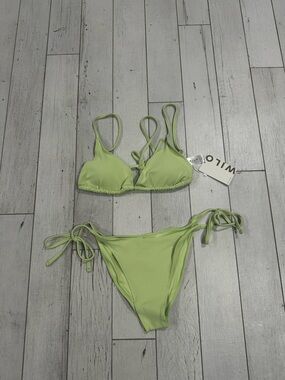 Willow Lime Green Tie-Side Ribbed Bikini Set